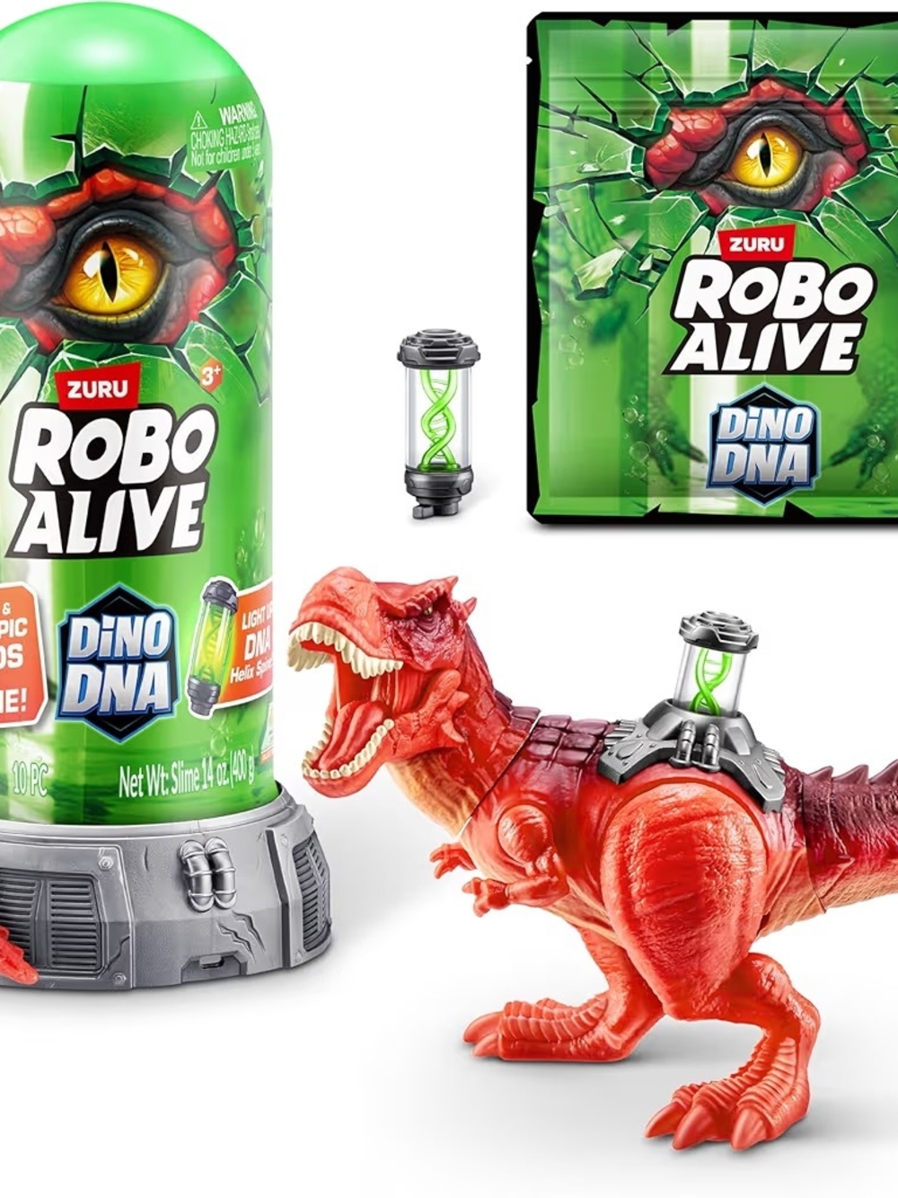 Robo Alive Dino DNA by ZURU, Light-Up DNA Helix Spine, Epic Dino With Slime NIB
